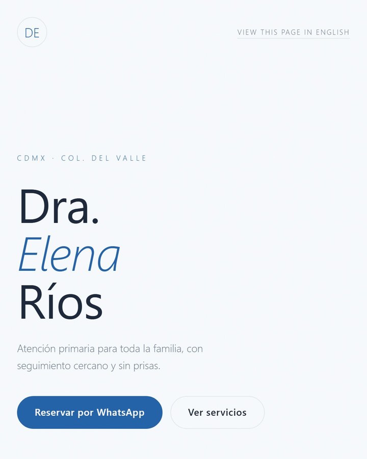 Página Dr Link en el estilo Clinic White