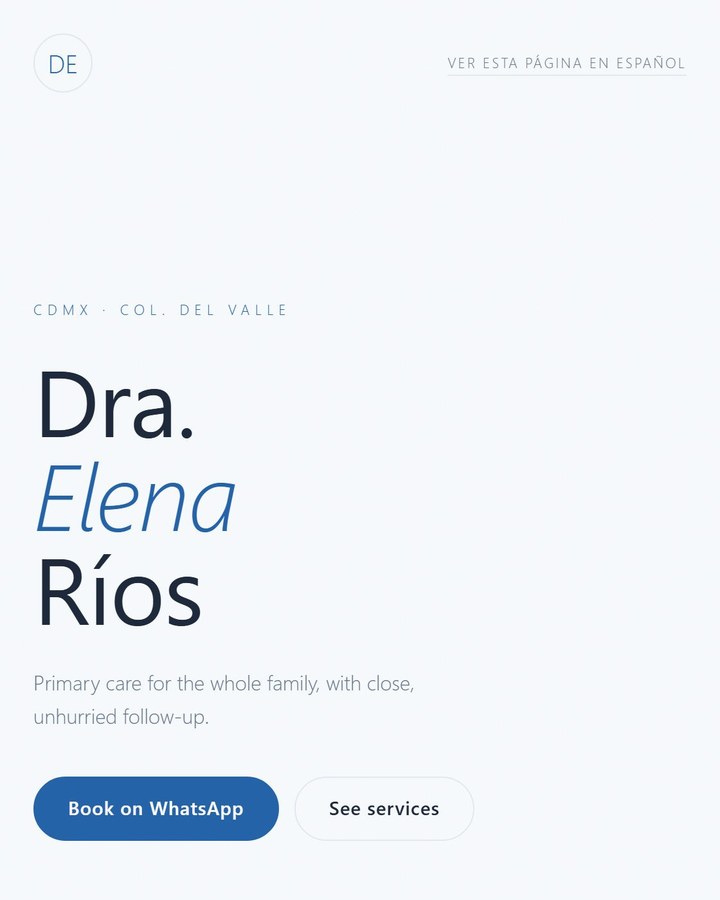 Dr Link page in the Clinic White style